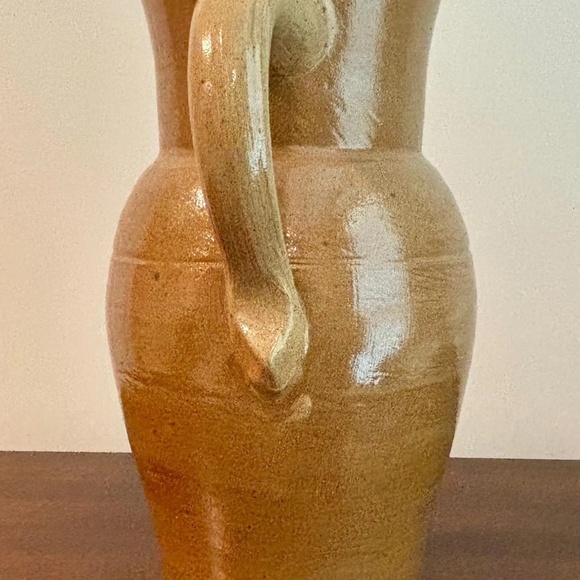 Rare European Vintage Glazed Stoneware Pottery Pitcher Jug 11" - Picture 5 of 10